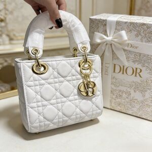 Dior Mini Lady Dior Bag in White